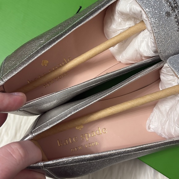 NEW In Box Kate Spade City Lights Metallic Silver Sparkly Loafers Size 9 - Picture 11 of 14